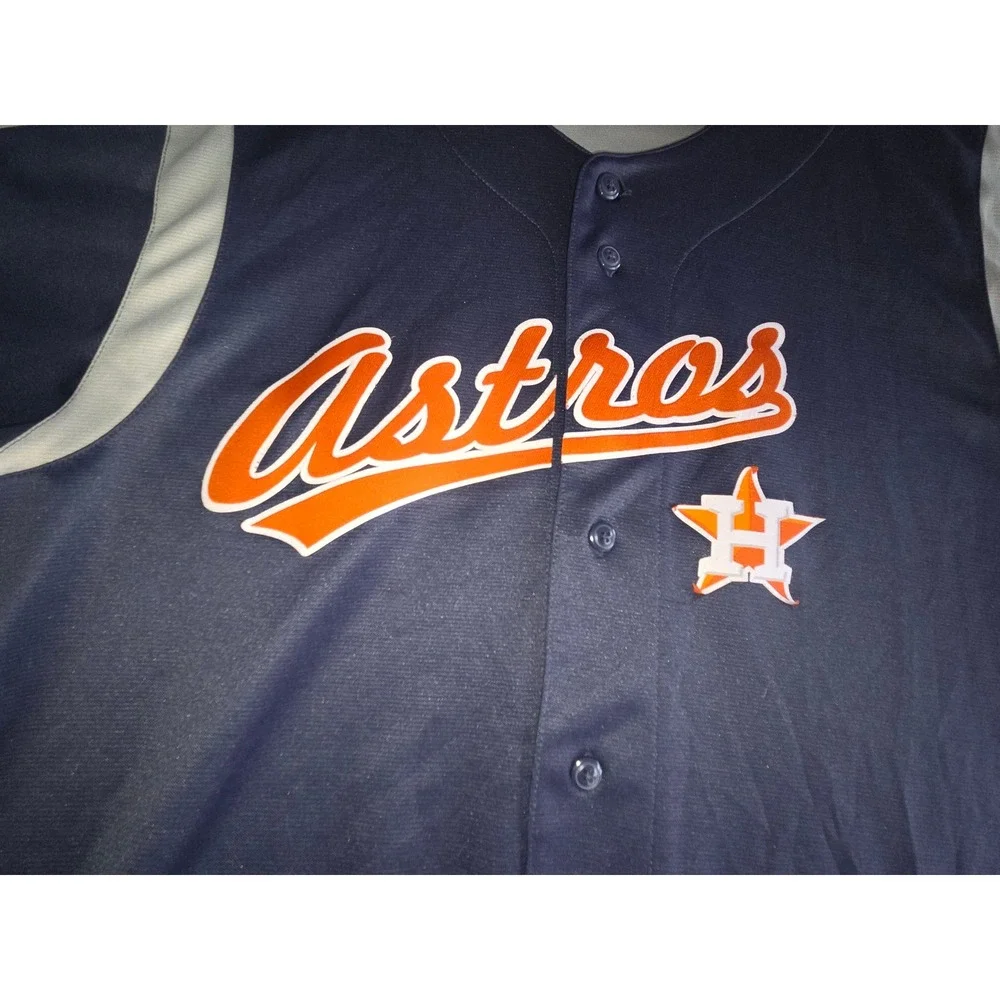 Houston Astros True Fan Adult XL Button Up MLB Baseball Jersey Navy Blue